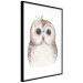 Wall Poster Cheerful Owl - portrait of an owl with a flower on a white contrasting background 135721 additionalThumb 5