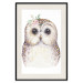 Wall Poster Cheerful Owl - portrait of an owl with a flower on a white contrasting background 135721 additionalThumb 11