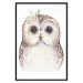 Wall Poster Cheerful Owl - portrait of an owl with a flower on a white contrasting background 135721 additionalThumb 13