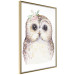 Wall Poster Cheerful Owl - portrait of an owl with a flower on a white contrasting background 135721 additionalThumb 4