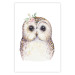 Wall Poster Cheerful Owl - portrait of an owl with a flower on a white contrasting background 135721 additionalThumb 12