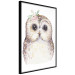 Wall Poster Cheerful Owl - portrait of an owl with a flower on a white contrasting background 135721 additionalThumb 7