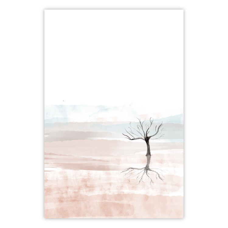 Wall Poster Watercolor Landscape - composition of a landscape of a black leafless tree 137921