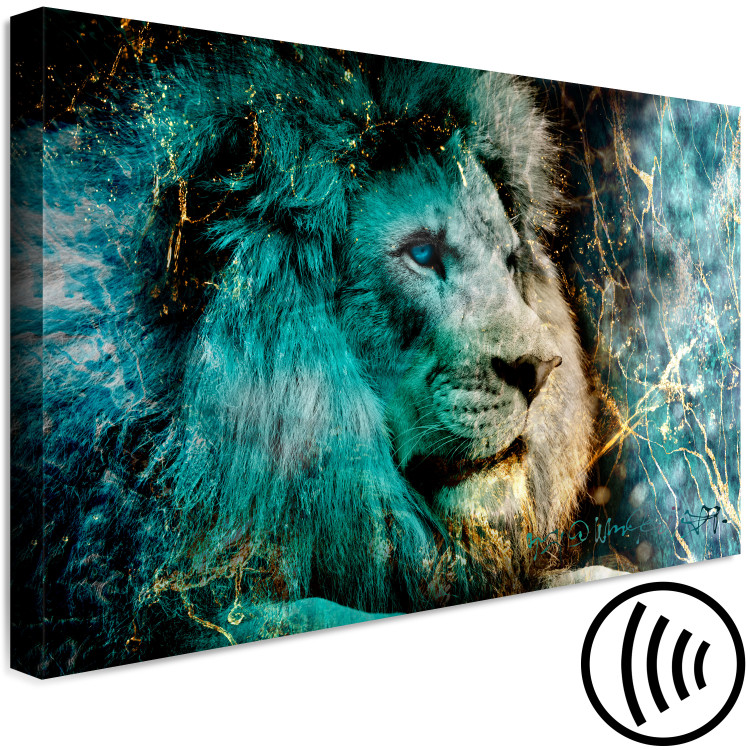 Canvas Blue King (1-piece) Wide - lion and gilded abstraction in the background 138221 additionalImage 6