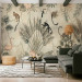 Photo Wallpaper Fauna and Flora Jungle - a composition maintained in shades of gray 138821