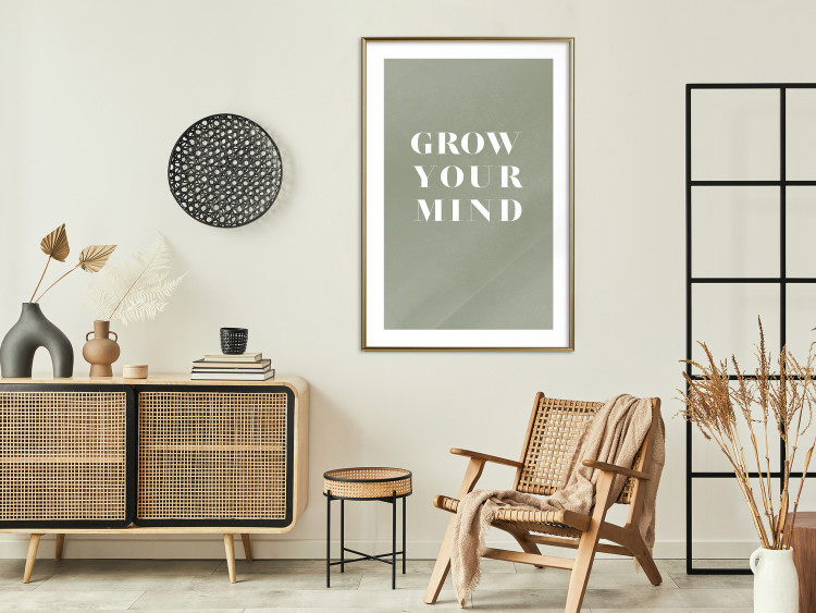 Wall Poster Grow Your Mind - English texts on a contrasting gray background 142321 additionalImage 14