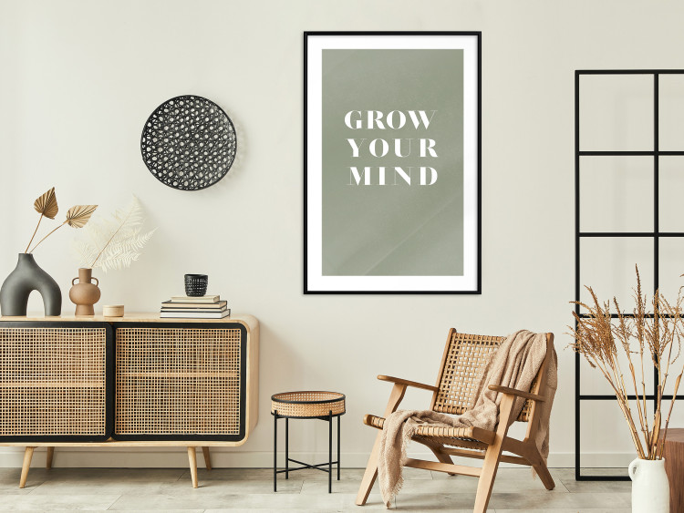 Wall Poster Grow Your Mind - English texts on a contrasting gray background 142321 additionalImage 10