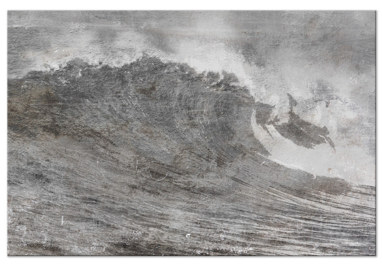 Canvas Print Ocean Tide (1-piece) Wide - black and white seascape in waves 143721
