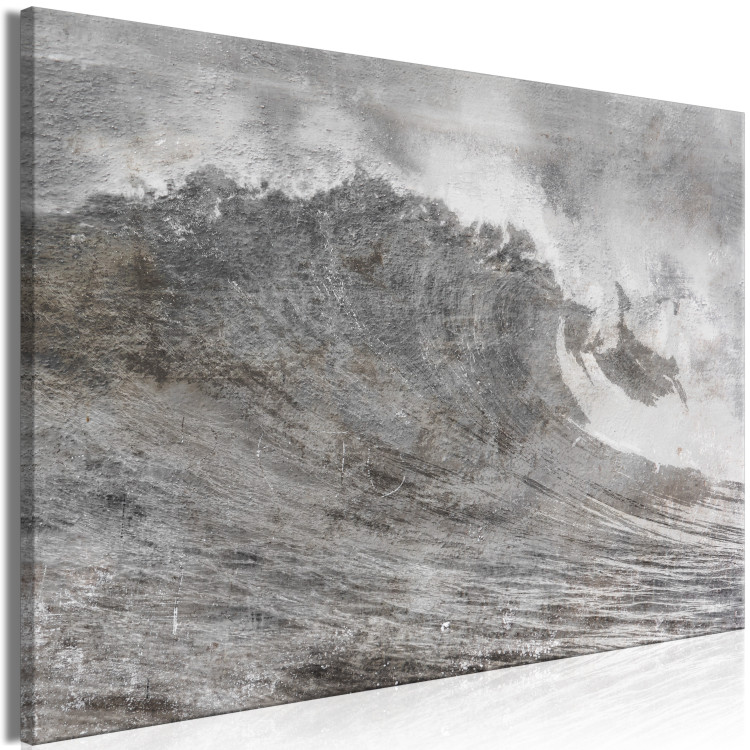 Canvas Print Ocean Tide (1-piece) Wide - black and white seascape in waves 143721 additionalImage 2