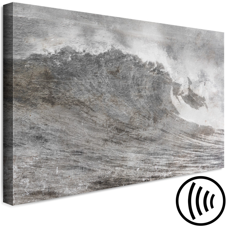 Canvas Print Ocean Tide (1-piece) Wide - black and white seascape in waves 143721 additionalImage 6