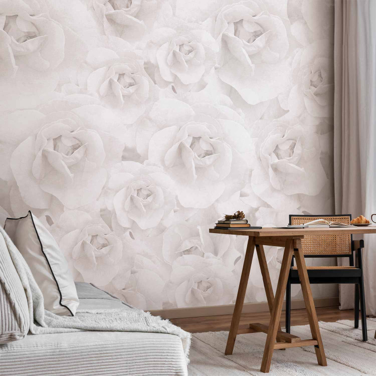 Wall Mural Beauty of nature - composition with white rose flowers in cool colours 143821 additionalImage 4