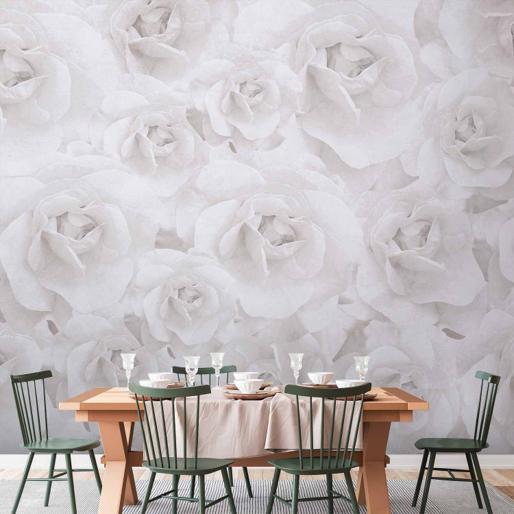 Wall Mural Beauty of nature - composition with white rose flowers in cool colours 143821 additionalImage 6