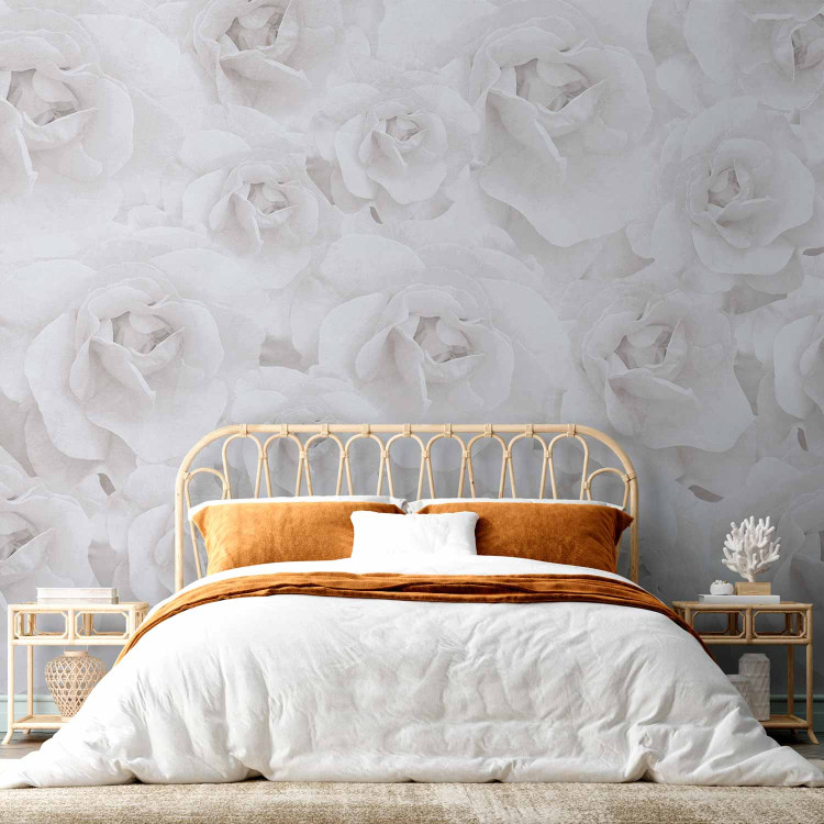 Wall Mural Beauty of nature - composition with white rose flowers in cool colours 143821 additionalImage 2
