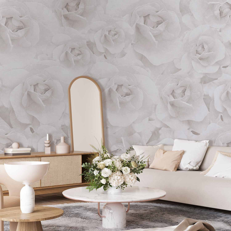 Wall Mural Beauty of nature - composition with white rose flowers in cool colours 143821