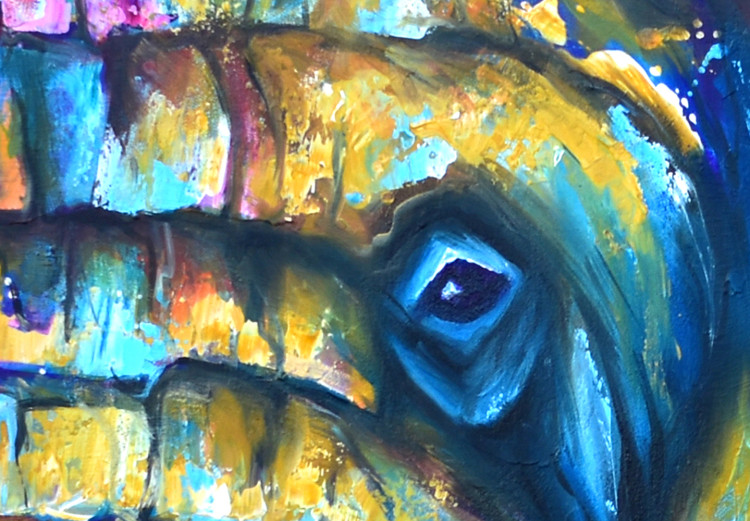 Canvas Elephant on Blue Background (1-piece) - animal colorful fantasy 144721 additionalImage 5