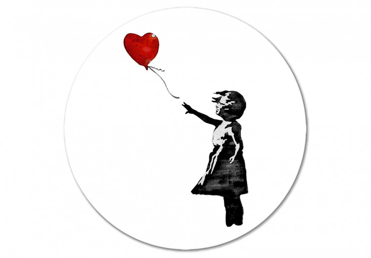 Round Canvas Banksy - Girl With a Heart-Shaped Balloon 148621