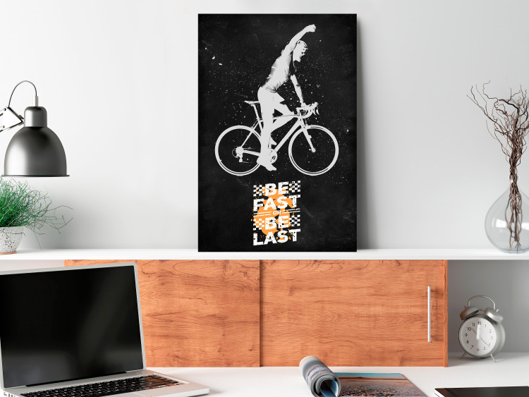 Canvas Cyclist (1-piece) - joyful man on a bike and white text 148921 additionalImage 3