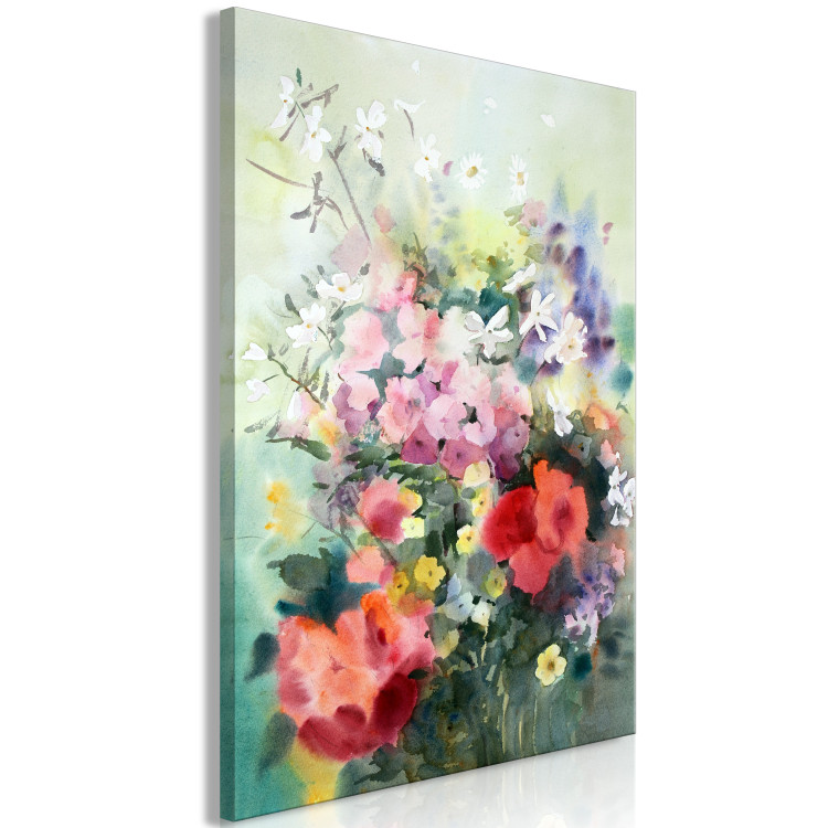 Canvas Watercolor Bouquet (1-piece) - colorful flowers on a blurred background 149721 additionalImage 2