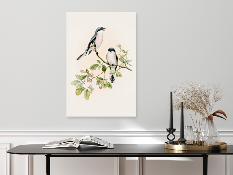 Canvas Black-Fronted Shrike - Illustration of a Pair of Birds on a Branch 149821 additionalImage 3