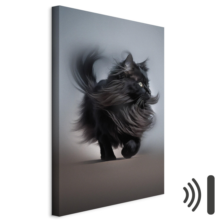 Canvas Art Print AI Maine Coon Cat - Walking Animal With Long Black Hair - Vertical 150121 additionalImage 8