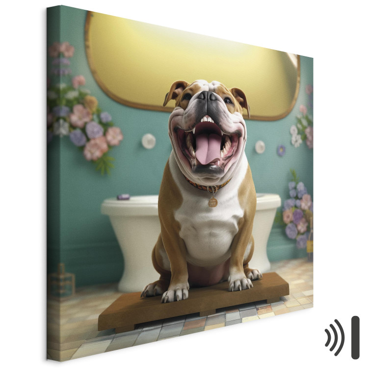 Canvas Print AI French Bulldog Dog - Animal Waiting In Colorful Bathroom - Square 150221 additionalImage 8