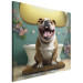Canvas Print AI French Bulldog Dog - Animal Waiting In Colorful Bathroom - Square 150221 additionalThumb 2