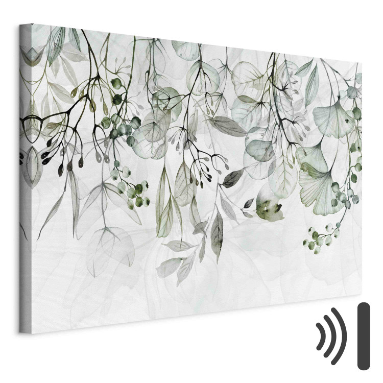 Canvas Art Print Watercolor Nature - Green Leaves, Flowers and Fruits on a White Background 151421 additionalImage 8