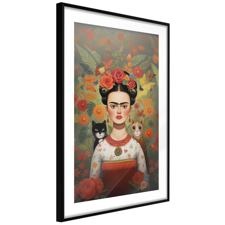 Poster Cartoon Frida - Portrait of a Woman With Two Cats on Her Shoulders 152221 additionalImage 7