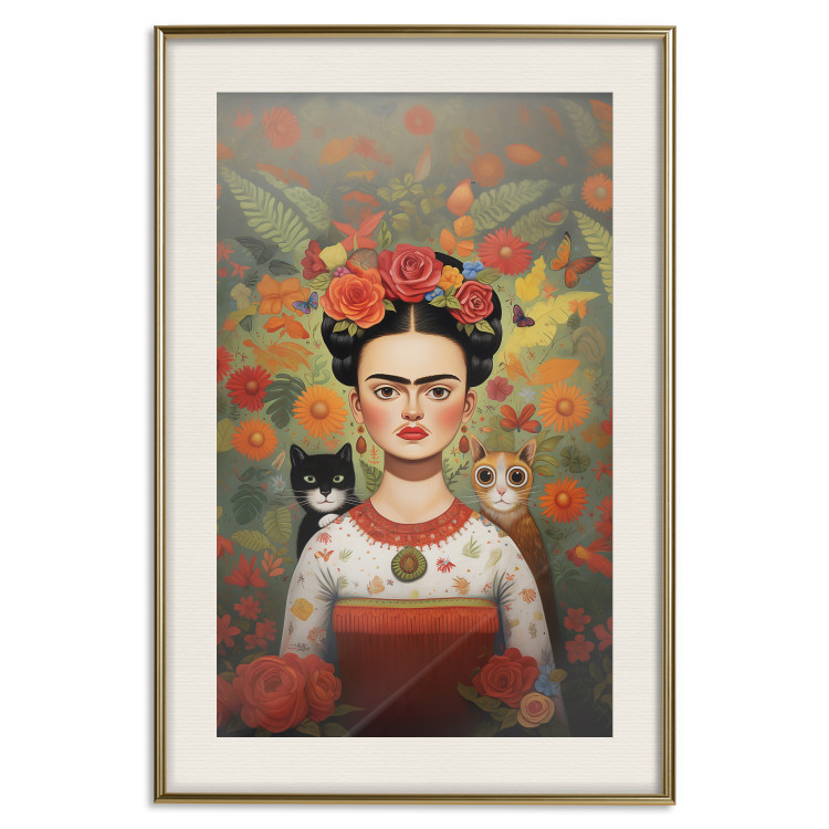 Poster Cartoon Frida - Portrait of a Woman With Two Cats on Her Shoulders 152221 additionalImage 14