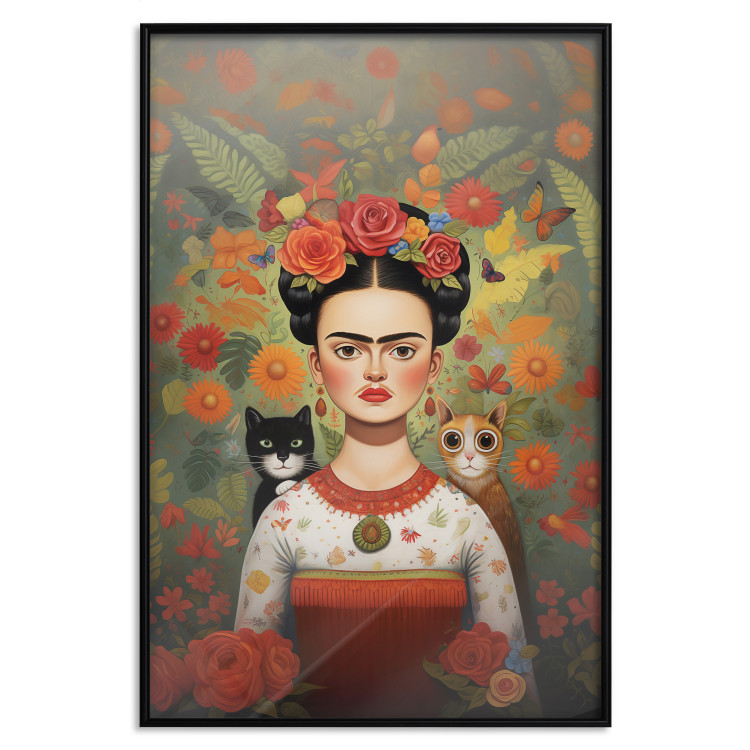 Poster Cartoon Frida - Portrait of a Woman With Two Cats on Her Shoulders 152221 additionalImage 18