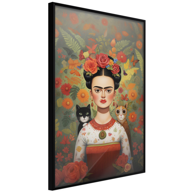 Poster Cartoon Frida - Portrait of a Woman With Two Cats on Her Shoulders 152221 additionalImage 5
