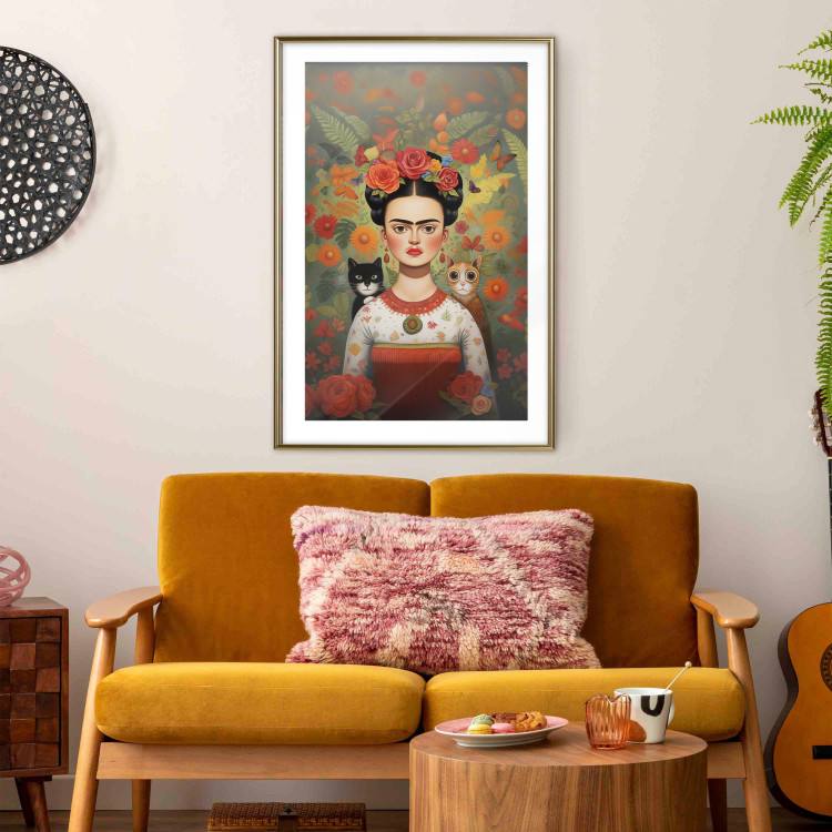 Poster Cartoon Frida - Portrait of a Woman With Two Cats on Her Shoulders 152221 additionalImage 21