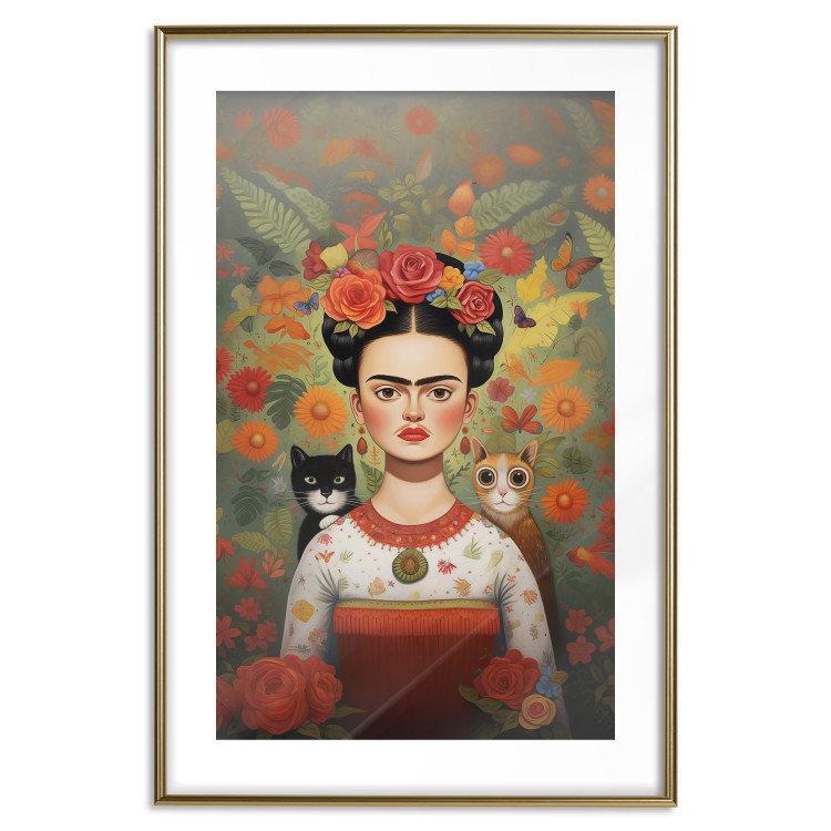 Poster Cartoon Frida - Portrait of a Woman With Two Cats on Her Shoulders 152221 additionalImage 20
