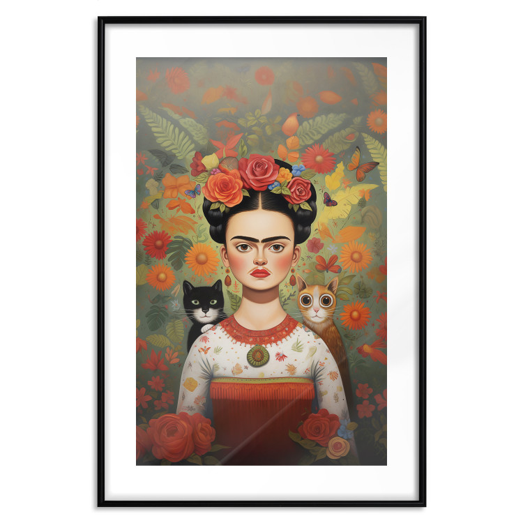 Poster Cartoon Frida - Portrait of a Woman With Two Cats on Her Shoulders 152221 additionalImage 14