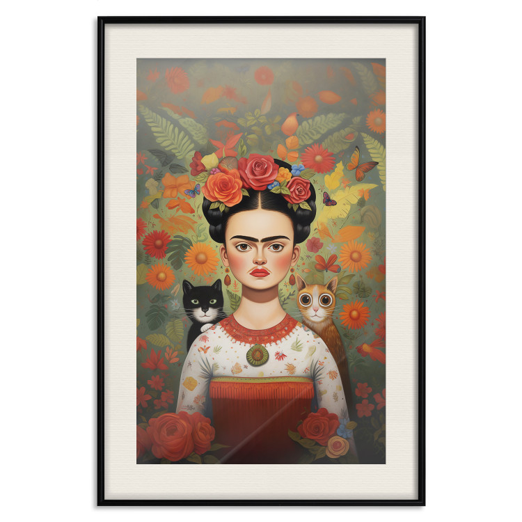 Poster Cartoon Frida - Portrait of a Woman With Two Cats on Her Shoulders 152221 additionalImage 24