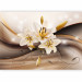 Photo Wallpaper White lily - a composition of nature with a delicate background of gold and 3D sparkle 63921 additionalThumb 1