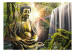 Wall Mural Harmony guard - Buddha figurine surrounded by beauty of nature, waterfall and exotic Asian vegetation 89021 additionalThumb 1