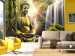 Wall Mural Harmony guard - Buddha figurine surrounded by beauty of nature, waterfall and exotic Asian vegetation 89021