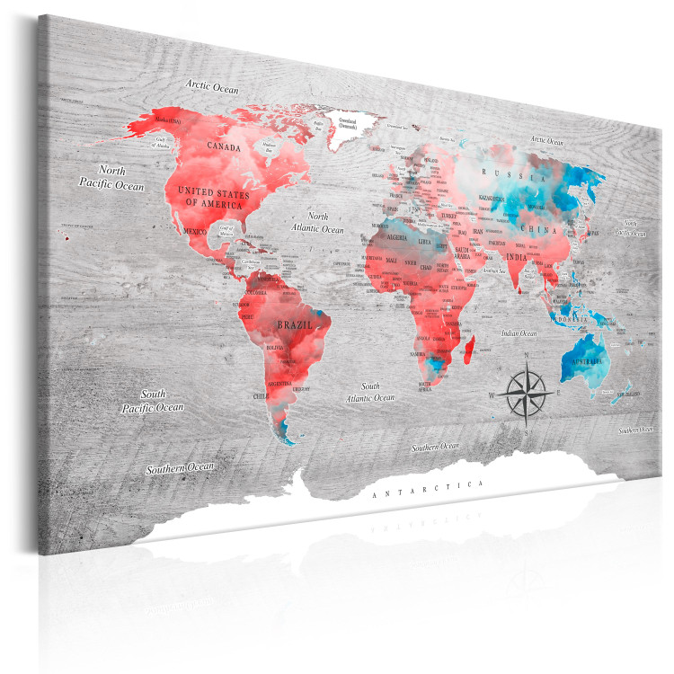 Canvas World Map: Red Roam 91921 additionalImage 2
