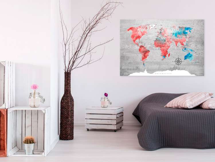 Canvas World Map: Red Roam 91921 additionalImage 3