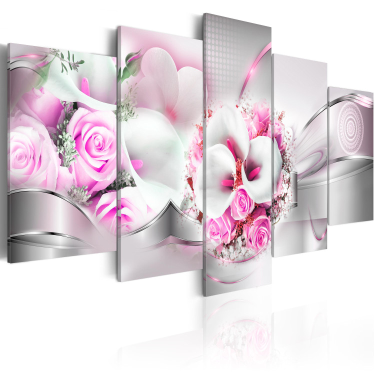 Canvas Pink Nuptials (5-piece) - Romantic Bouquet and Abstract Background 93821 additionalImage 2