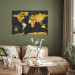 Canvas Art Print Yellow Continents (1-part) - Colorful Black-Gold World Map 95921 additionalThumb 11