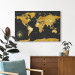 Canvas Art Print Yellow Continents (1-part) - Colorful Black-Gold World Map 95921 additionalThumb 9