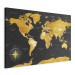 Canvas Art Print Yellow Continents (1-part) - Colorful Black-Gold World Map 95921 additionalThumb 2
