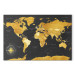 Canvas Art Print Yellow Continents (1-part) - Colorful Black-Gold World Map 95921 additionalThumb 7