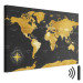 Canvas Art Print Yellow Continents (1-part) - Colorful Black-Gold World Map 95921 additionalThumb 8