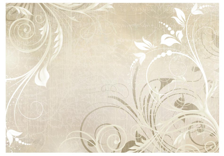 Wall Mural Retro symphony - white and brown ornaments on a cream background 96621 additionalImage 1