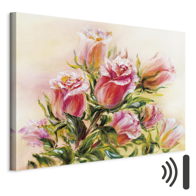 Canvas Art Print Wonderful Roses - Colorful Bouquet of Flowers in Hand-painted Motif 98021 additionalImage 8