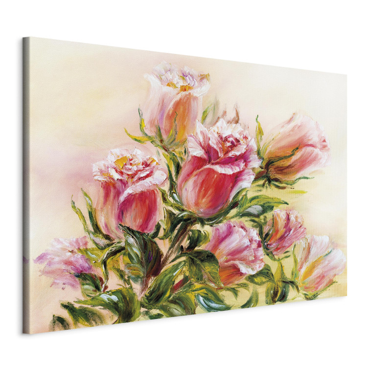 Canvas Art Print Wonderful Roses - Colorful Bouquet of Flowers in Hand-painted Motif 98021 additionalImage 2