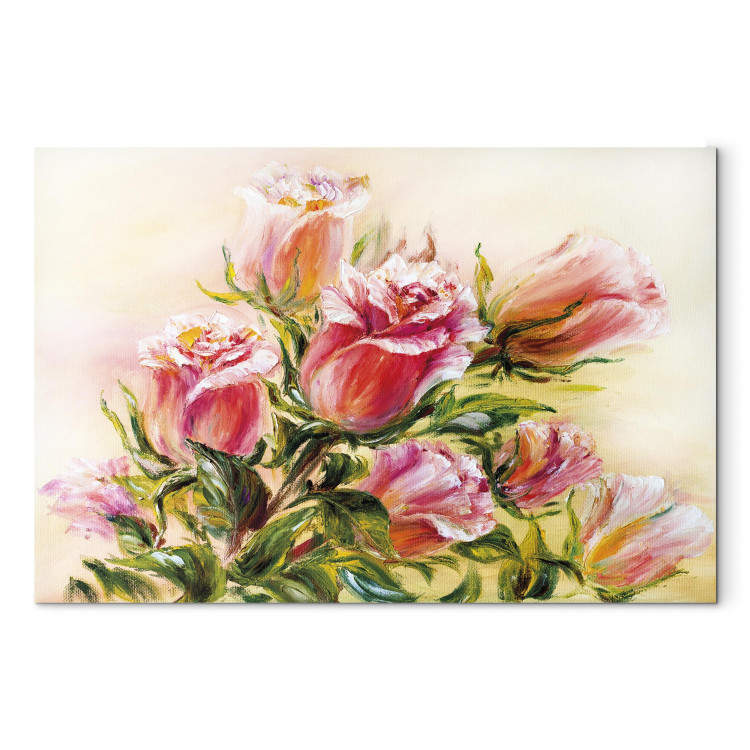 Canvas Art Print Wonderful Roses - Colorful Bouquet of Flowers in Hand-painted Motif 98021 additionalImage 7